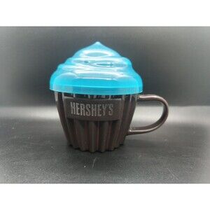 Hershey’s Cupcake Mug Container Brown Blue Lid Enesco Style Novelty Candy Cup